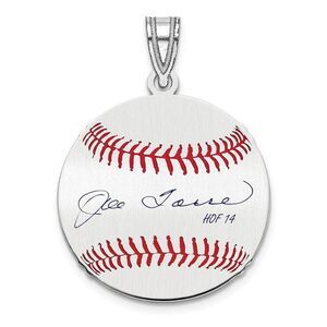 Sterling Silver Joe Torre Signature SM Enamel Baseball Pendant